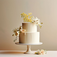 Cake Topper Mr and Mrs - Gold Metal