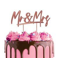 Cake Topper Mr and Mrs Rose Gold Metal