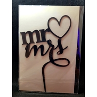 Mr and Mrs  Cake Topper in Black Acrylic