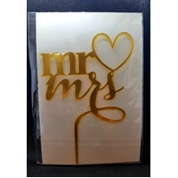 Mr and Mrs Cake Topper in Gold Acrylic