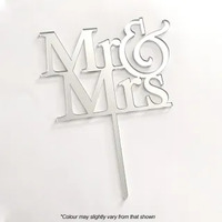 Cursive 'Mr and Mrs ' Cake Topper in Silver Acrylic