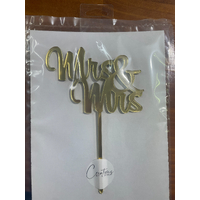 Cursive 'Mrs and Mrs ' Cake Topper in Gold Acrylic