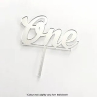 Cake Topper One Silver Acrylic