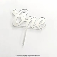 Cake Topper One Silver Acrylic
