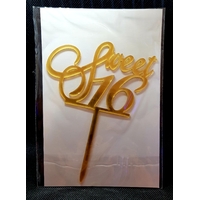 Cursive 'Sweet 16' Cake Topper in Gold Acrylic