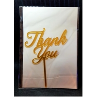 Cursive 'Thank You'' Cake Topper in Gold Acrylic