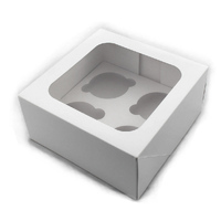 4 Hole Cupcake Box with window and insert - Carton/100