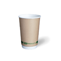 Coffee Cup Double Wall Brown 16oz PLA -25/Sleeve