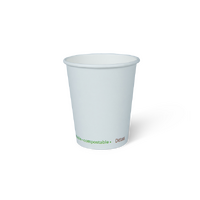 Detpak Single wall White 8oz Coffee Cup -50/Sleeve