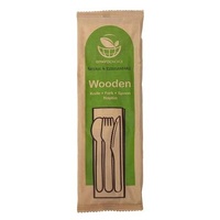 Wooden Cutlery set - knife/fork/spoon/napkin- single packet -each