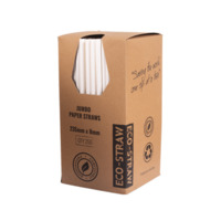 Eco-Straw Paper Jumbo Plain white - 8mm - 250 pack - (Carton 10 x 250 )