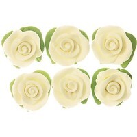 White Edible Roses 25mm - Pack of 6