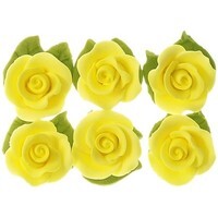 Yellow Edible Roses 25mm - Pack of 6