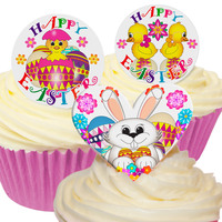 Edible Wafer Easter Cupcake Toppers - Pkt 16