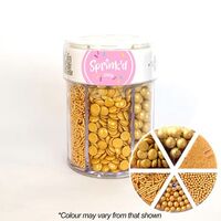  Gold Sprinkles Mix Sugar Balls/Jimmies/Sequins/Sanding Sugar 200g