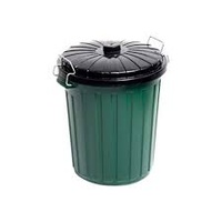 Green Ribbed Bin - 73lt - With Lid