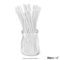 White Lollipop Sticks 15cm/ 6inches  - 50/Sleeve