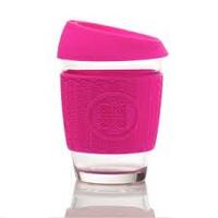 Pink Reusable glass Travel Cup -12oz 
