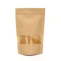 Large Kraft Food Pouch with clear window - Resealable zip top / 50 160x220mm