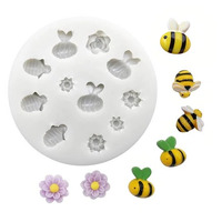 Bee And Flower Fondant Silicone Mould 