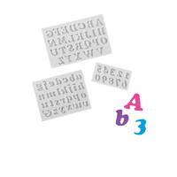 Alphabet Silicone Mould - Italics Upper and Lower case letters and numbers