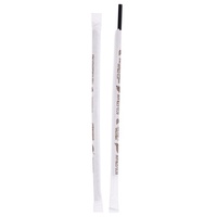 Biodegradable Plastic Straws -6MM  Individually Wrapped Black - CTN