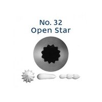 No 32 Open Star Stainless Steel Piping Tip