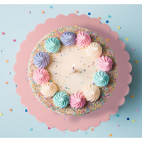 10 Inch Round Scalloped Cake Board - Pastel Pink