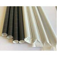 Paper straw 10mm x 240mm - 4ply Bubble tea Black- Wrapped - 500 pack