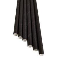 Paper straw 8mm x 220mm Jumbo Scoop Black -4ply  500 pack