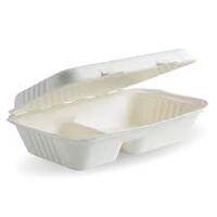 Sugarcane Clam 9x6x2.5 -2 comp - Sleeve 50 -(4 sleeves per carton)