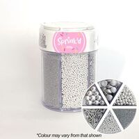 Silver Sprinkles Mix  Sugar Balls/Jimmies/Sequins/Sanding Sugar 200g