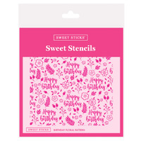 Birthday Floral Pattern Stencil