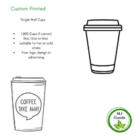 Custom Printed Cups - Single Wall - 1000 per ctn 