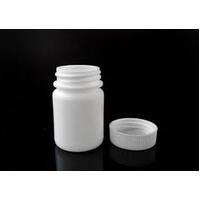White HDPE Round Tablet Bottle - With Tamper Proof Lid 55ml/33m lid 