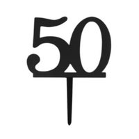 Number 50 Cupcake Toppers - Black Acrylic - 8 Pcs