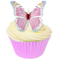 Pink Butterflies on Edible Wafer Paper- 12 pcs