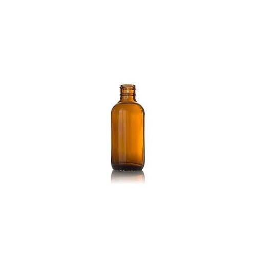 100 ml Amber Pharm Round Glass Bottle with 24mm Neck and Black Cap 