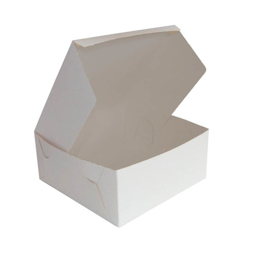 Cake Box 10x10x5 Inches White Fold Lid - each