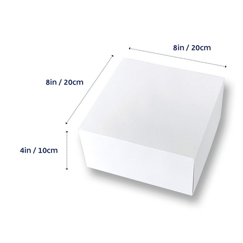 Cake Box 8x8x4 Inches White Fold Lid -Each
