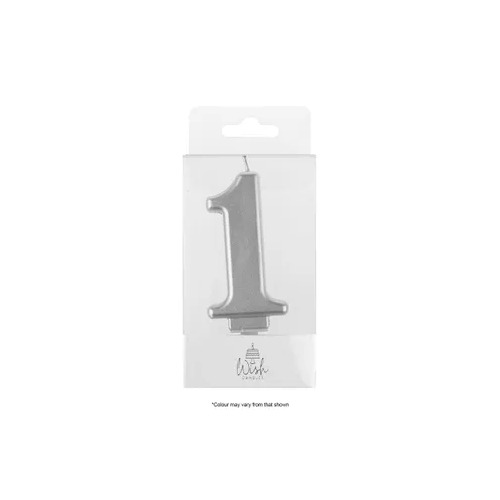 Number 1 Candle Silver