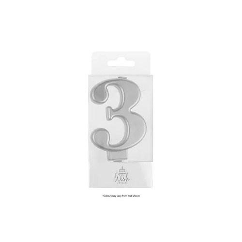 Number 3 Candle Silver