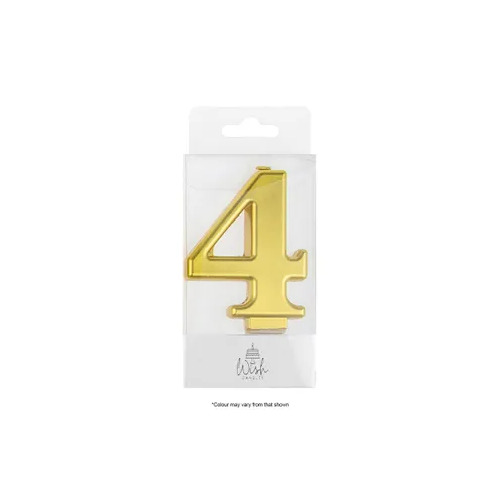 Number 4 Candle Gold