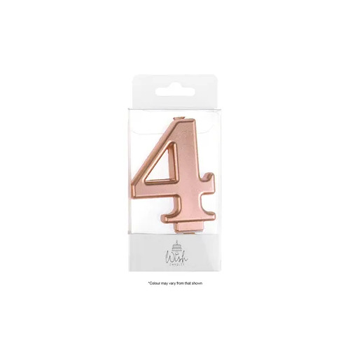 Number 4 Candle Rose Gold
