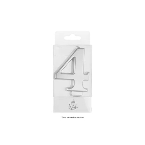 Number 4 Candle Silver