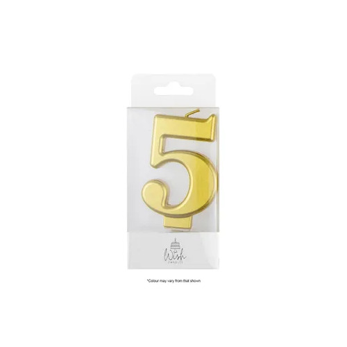 Number 5 Candle Gold