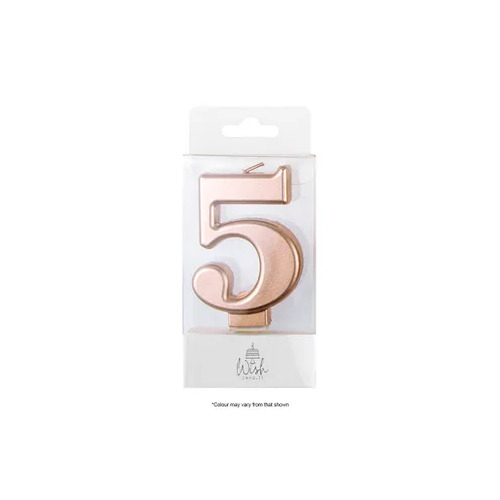 Number 5 Candle Rose Gold