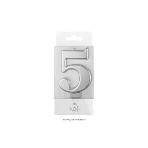 Number 5 Candle Silver