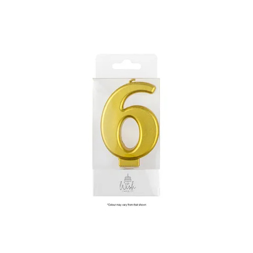 Number 6 Candle Gold