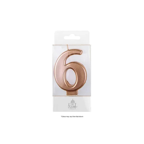 Number 6 Candle Rose Gold